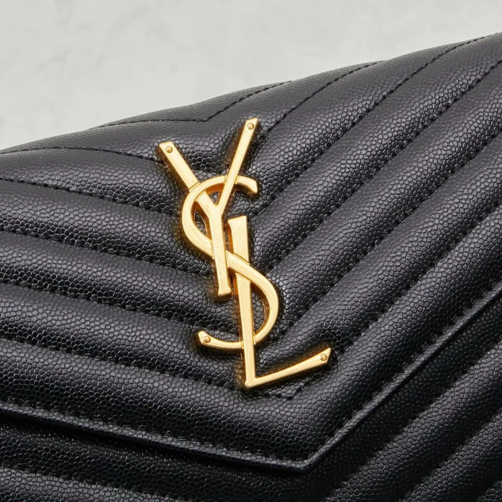 Yves Saint Laurent Grain De Poudre Matelasse Chevron Monogram Chain Bag - Picture 5 of 9